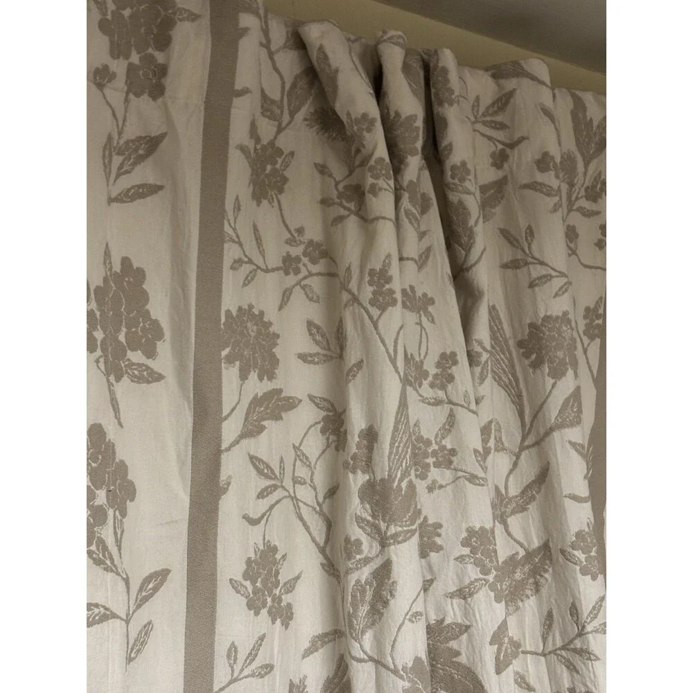 New Anthropologie Francine Woven Floral Curtain Set 2 Panels 63